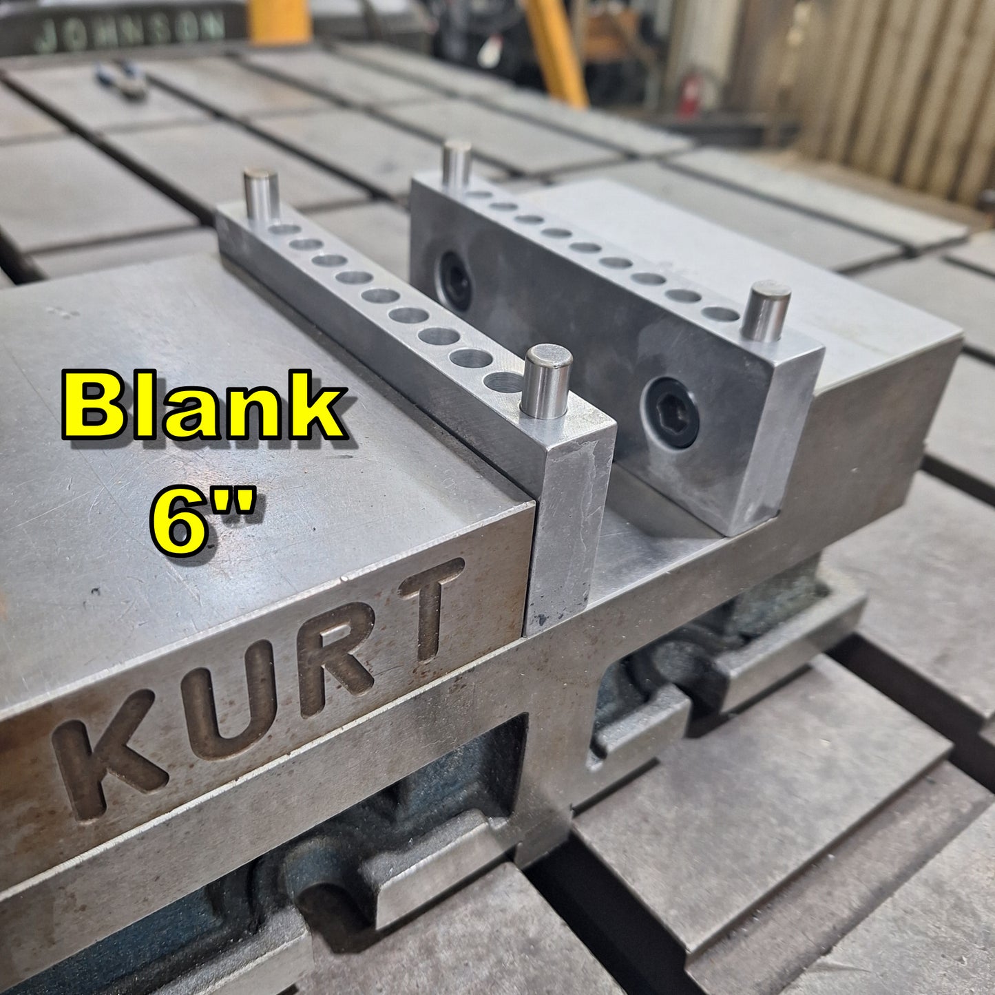 6 Inch BLANK, UNMOUNTED, NO MOUNTING HOLES, Pin Jaws for 6" Milling Machine Vise