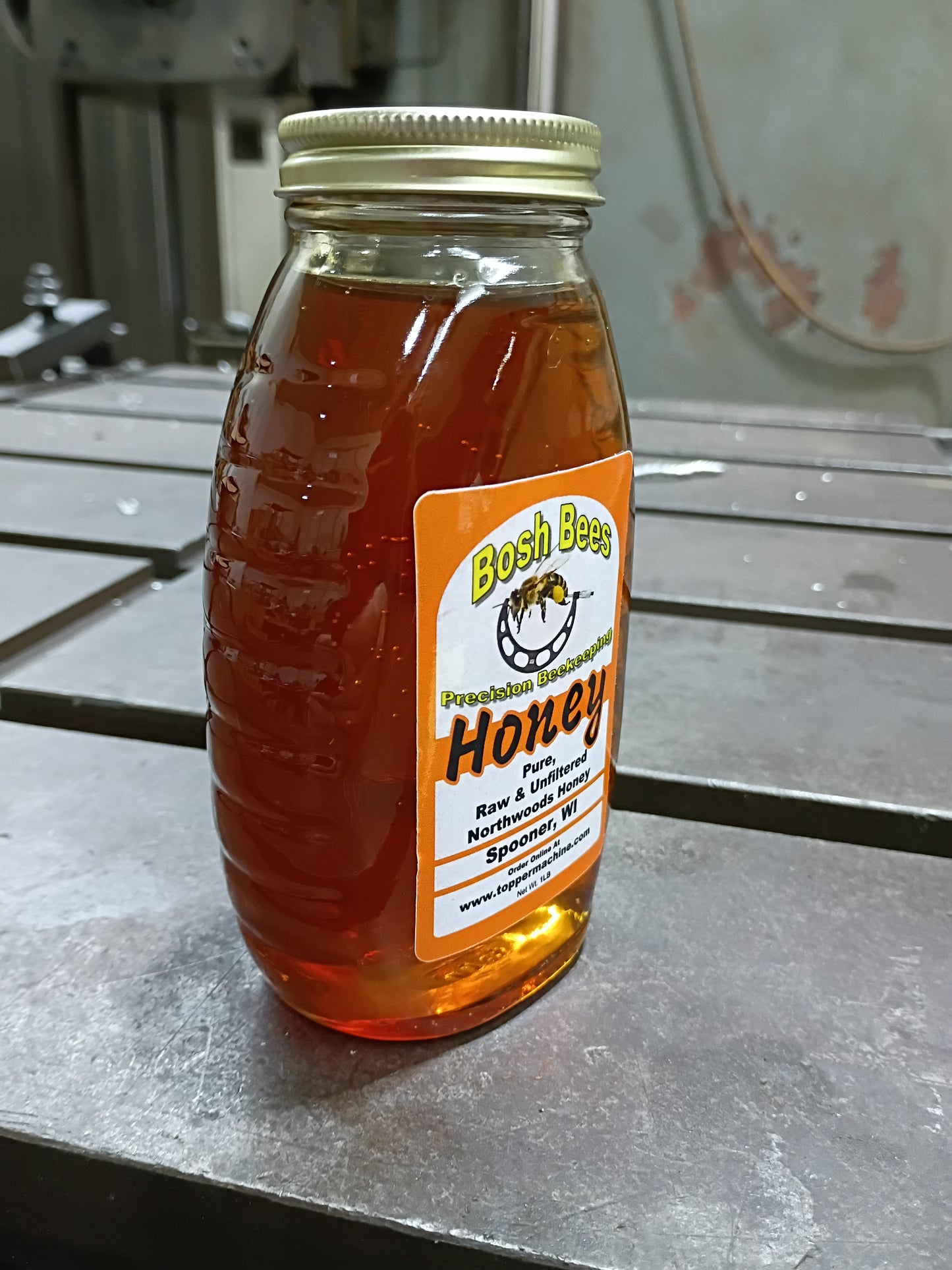 1LB Jar of Special Dark Bosh Bees Northern Wisconsin Honey